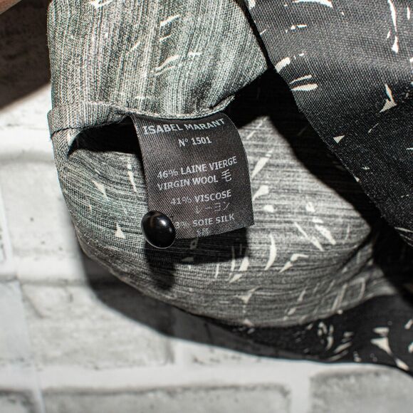 ISABEL MARANT UDNY Blouse Black Drawstring Waist Wool Blend Size 1 - Picture 10 of 11